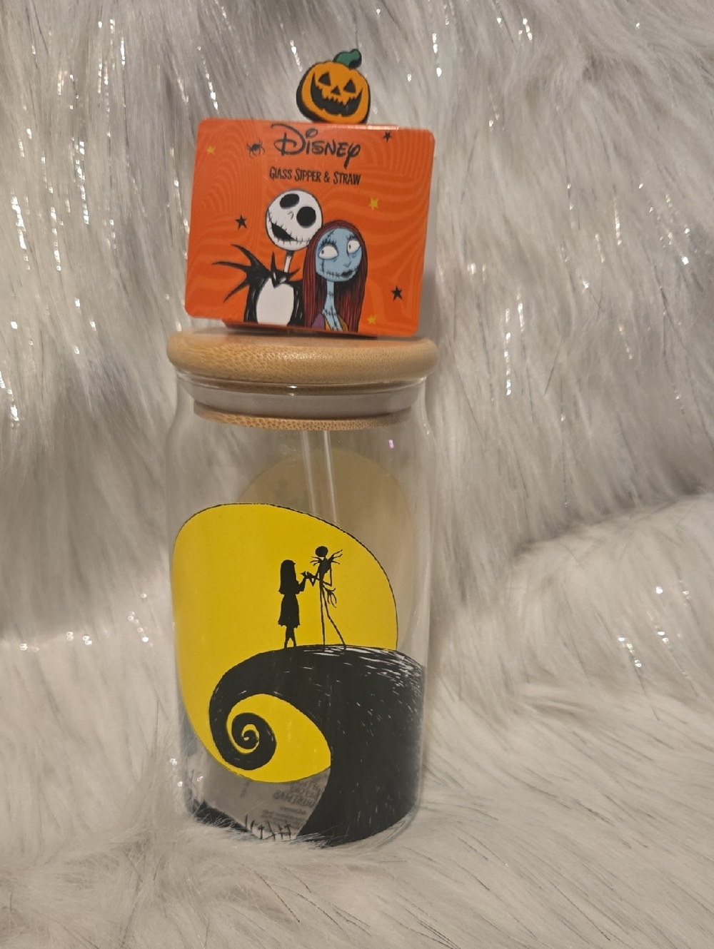 Disney The Nightmare Before Christmas Glass Sipper Bottle & Straw